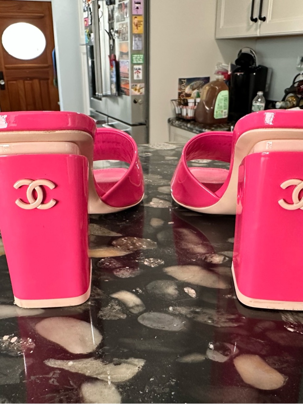 CHANEL Bright Pink Patent Leather Slide Mules - Picture 3 of 12